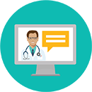 icon of computer screen with doctor on it